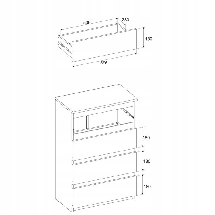 KOMODA Z SZUFLADAMI CZARNA DĄB WOTAN 60CM NOWOCZESN POJEMNA SZAFKA RTV