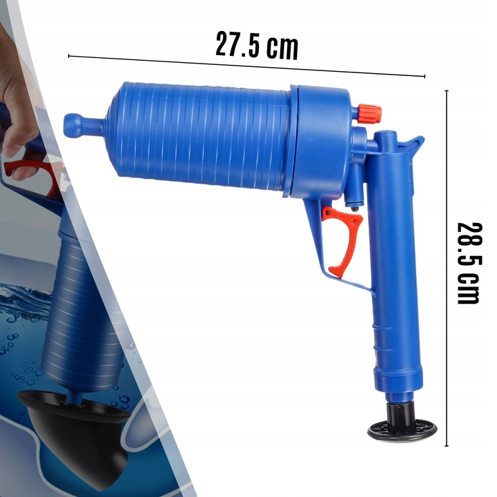 PISTOLET DO UDRAŻNIANIA RUR PRZEPYCHACZ WC TOALET ZLEWU KRET HYDRAULICZNY