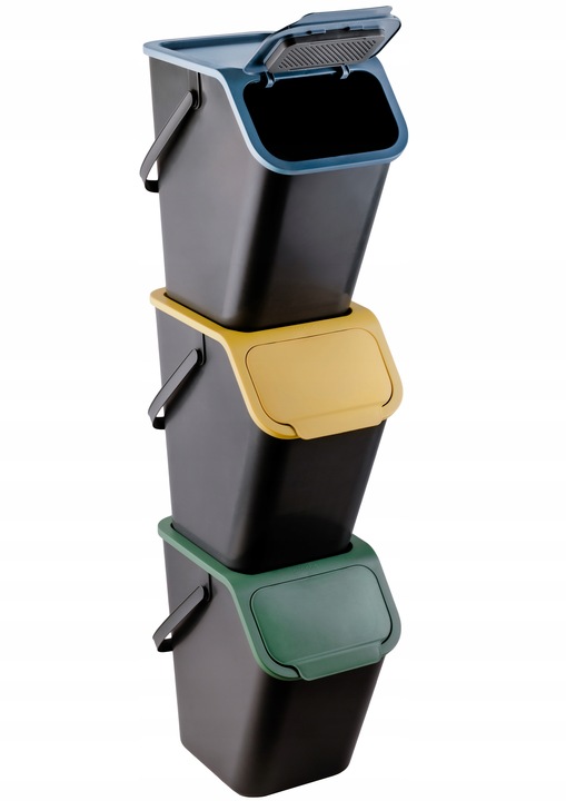 3X KOSZ NA ŚMIECI POJEMNIK DO SEGREGACJI ODPADÓW PAPIER PLASTIK SZKLO 25 L