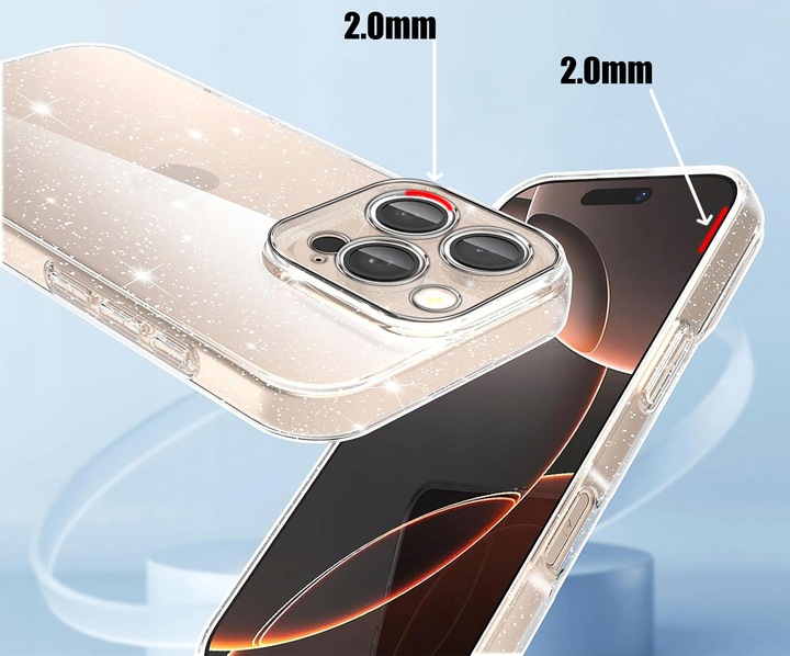 Etui do iPhone 16 Pro Max SILIKONOWE BROKAT clear CASE + SZKŁO OCHRONNE 9H