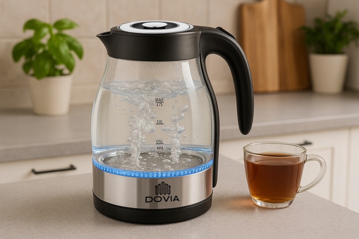 Czajnik Elektryczny Bezprzewodowy Szklany 1.7 L Cichy LED Mocny 2200W