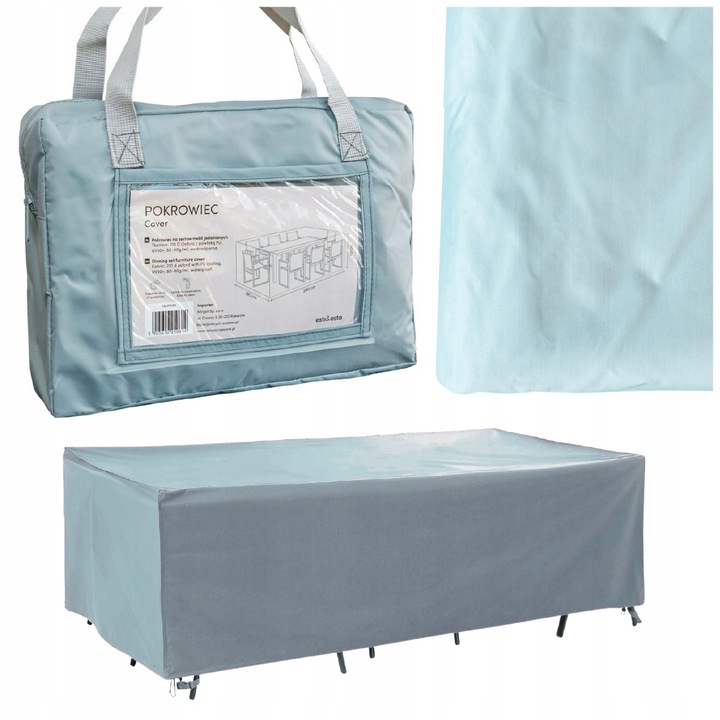 DUŻY POKROWIEC NA MEBLE OGRODOWE KAWOWE 280X180X100 CM ETUI NA ZESTAW