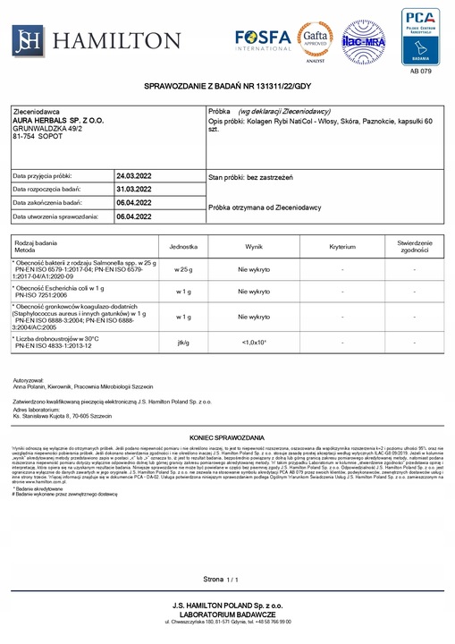 Aura Herbals KOLAGEN rybi NatiCol SELEN cynk BIOTYNA 90t