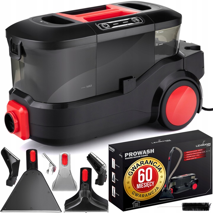 ODKURZACZ PIORĄCY DO DYWANÓW SSAWKA TAPICERKI PROFESJONALNY LEHMANN 2000W