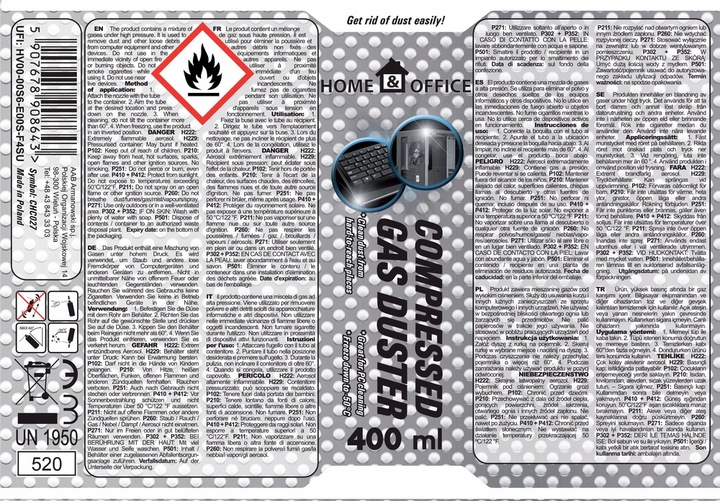 5x AABCOOLING SPRĘŻONE-POWIETRZE 400ml RURKA-15cm