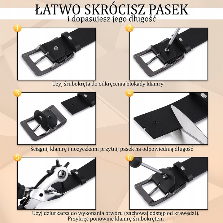 Pasek męski skórzany premium szeroki 4cm klasyczny czarny Beltimore