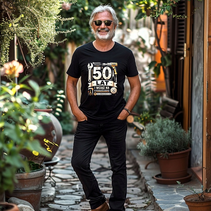 Koszulka na 50 Urodziny Prezent dla Faceta na Oryginalnych Częściach L