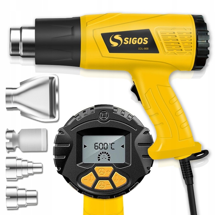 OPALARKA ELEKTRYCZNA Z REGULACJĄ 2 BIEGI LCD 60-650°C 2200W MOCNA +4