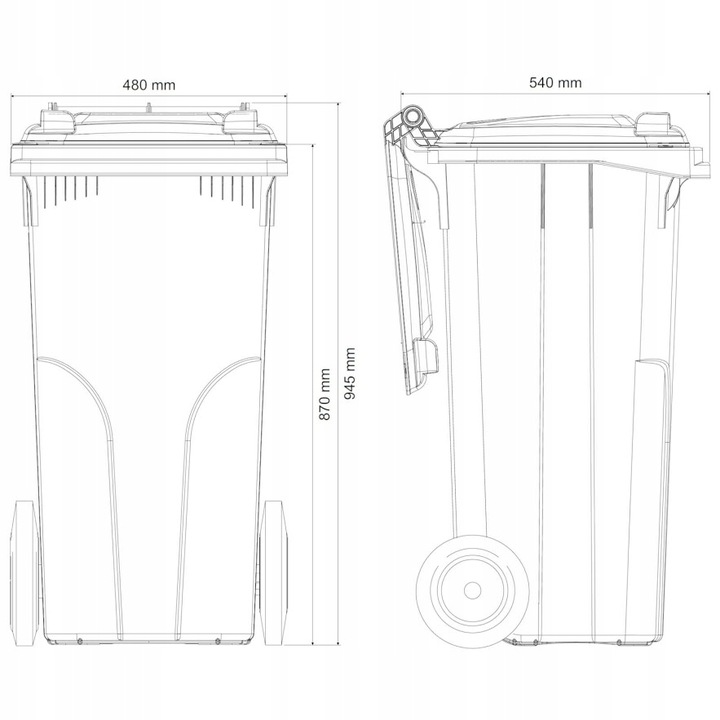 Kosz Pojemnik 120l na odpady śmieci Żółty