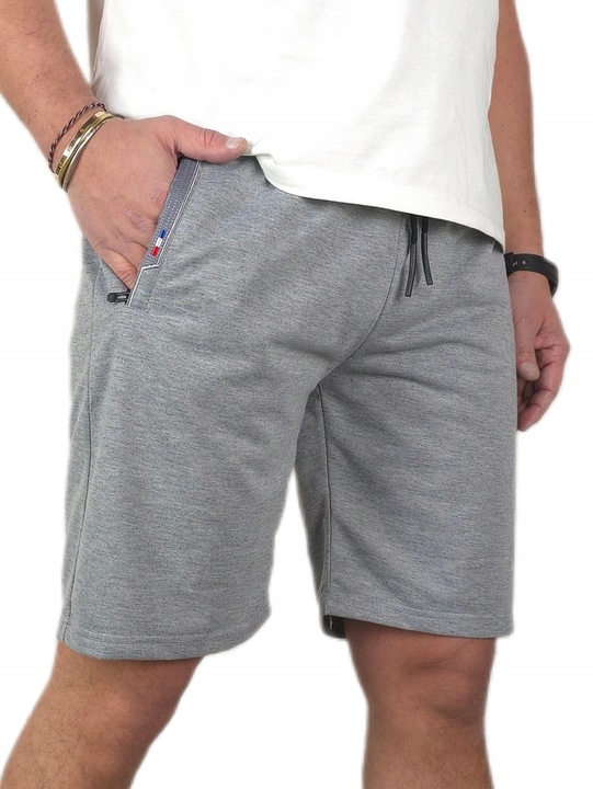 KRÓTKIE SPODENKI męskie DRESOWE z KIESZENIAMI na ZAMEK dresy szorty, r. 4XL