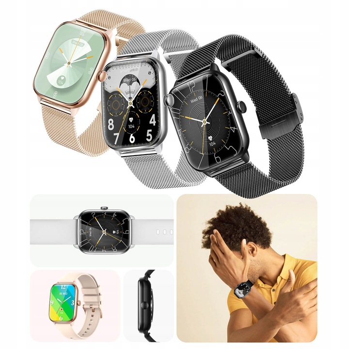 SMARTWATCH ZEGAREK DAMSKI ROZMOWY MENU PL PULS SPORT 2 PASKI SMART WATCH