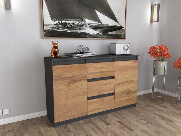 Komoda ANTRACYT WOTAN z szufladami Duza Szafka AGA 120cm do Sypialni