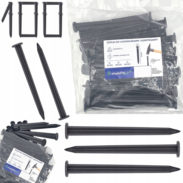 SZPILKI DO AGROTKANINY AGROWŁÓKNINY SIMPLEFIX ZESTAW 100 szt.