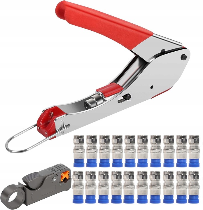 ZACISKARKA WCISKACZ ZESTAW SZCZYPIEC KOMPRESYJNYCH + 20SZT WTYCZKA F RG59/6