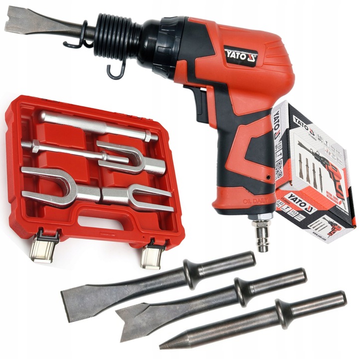 YATO KPL. MŁOTEK PNEUMATYCZNY DO SWORZNI DRĄŻKÓW PRZEGUBÓW DO RDZY +4