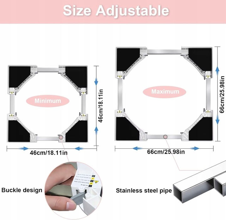 Łącznik Pralki z Suszarką Uniwersalny NIUXX Regulowany rozmiar 46-66 cm Pas