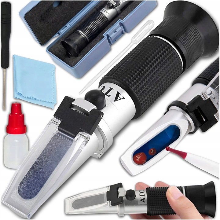 REFRAKTOMETR DO MIODU CUKROMIER + ZAWARTOŚĆ WODY KALIBRACJA MIERNIK CUKRU