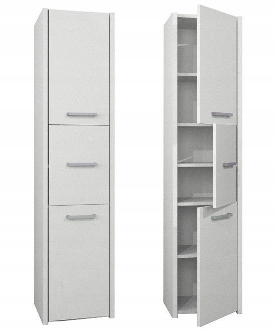 SZAFKA ŁAZIENKOWA REGAŁ SŁUPEK 30cm 3 DRZWI BIAŁA