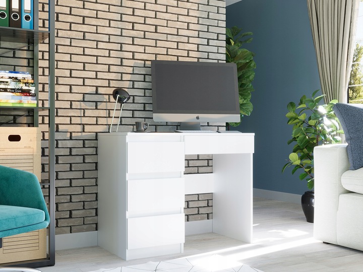 Meble Biurko komputerowe stolik 96cm białe N-34L