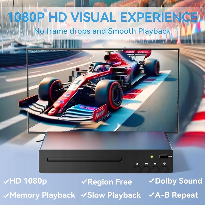 Odtwarzacz DVD i CD, HDMI 1080P dla wszystkich regionów obsługa PAL/NTSC