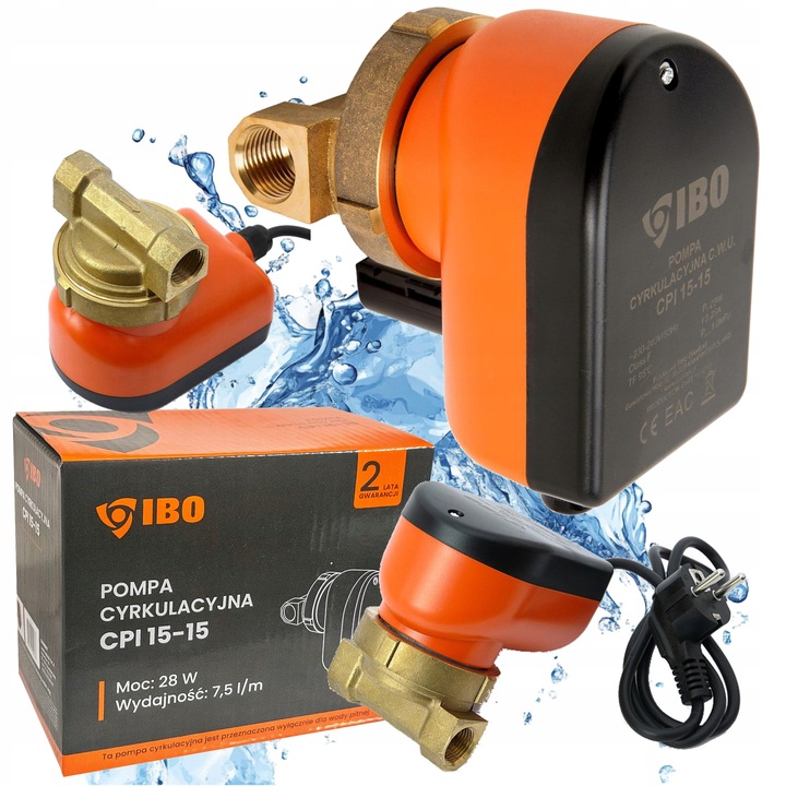 POMPA CYRKULACYJNA OBIEGOWA CWU DO WODY Z KABLEM ENERGOOSZCZĘDNA CPI 15-15