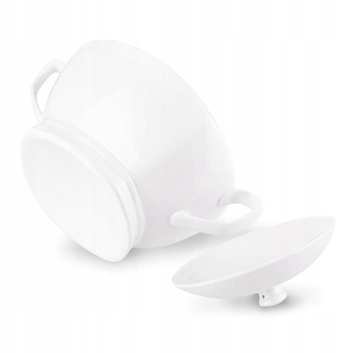 TADAR WAZA DO ZUPY 2,5 L BIAŁA PORCELANA Z POKRYWKĄ