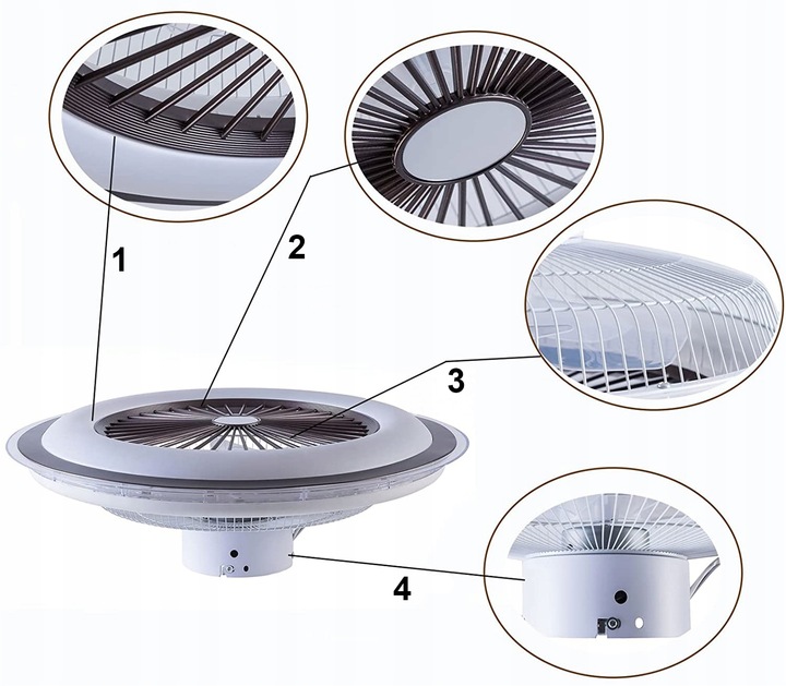 WENTYLATOR SUFITOWY WIATRAK PLAFON LAMPA LED 52 CM DUŻY APLIKACJA BLUETOOTH