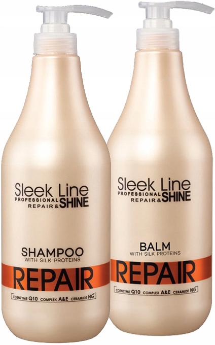 Stapiz Sleek Line Repair Shine Zestaw Do Włosów Szampon 1L + Balsam 1000ml