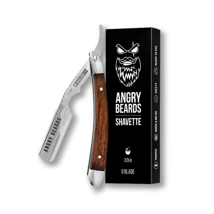 Brzytwa Do Golenia na Żyletki Angry Beards Shavette ZIZKA z etui