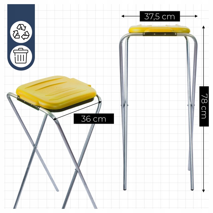 STOJAK NA WORKI DO SEGREGACJI ŚMIECI STELAŻ KOSZ 1 STANOWISKA NA ŚMIECI