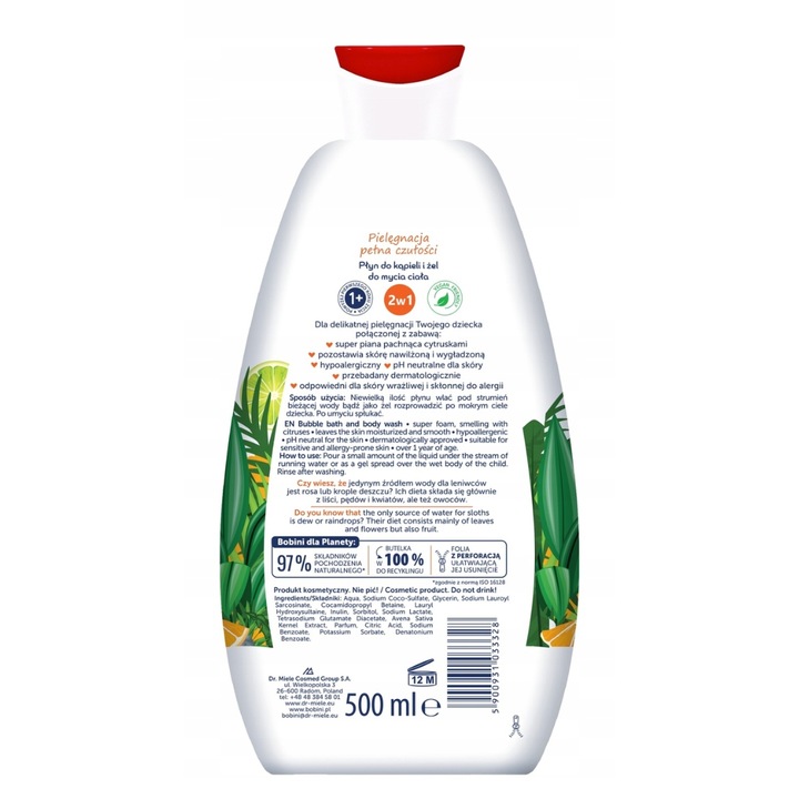 BOBINI Fun Płyn do Kąpieli Żel do Mycia dla Dzieci 2w1 Maxi Piana MIX 4x500