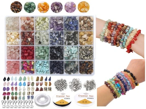 ZESTAW DO ROBIENIA BIŻUTERII BRANSOLETEK BIZUTERIA Z KAMIENI 1323 elementy