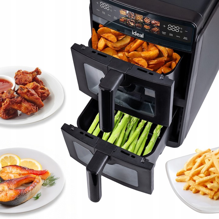 FRYTKOWNICA BEZTŁUSZCZOWA AIR FRYER IDEAL PODWÓJNA 10L DWUKOMOROWA