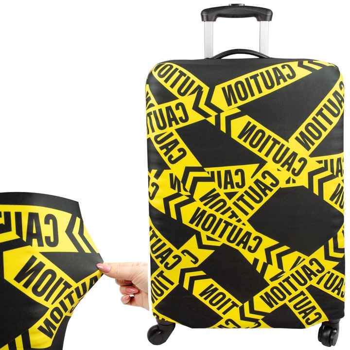 Pokrowiec Sillar materiałowy na walizkę z motywem taśmy ostrzegawczej - L