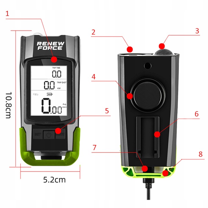 MOCNA Lampka Rowerowa Światło PRZÓD TYŁ na rower licznik rowerowy DZWONEK