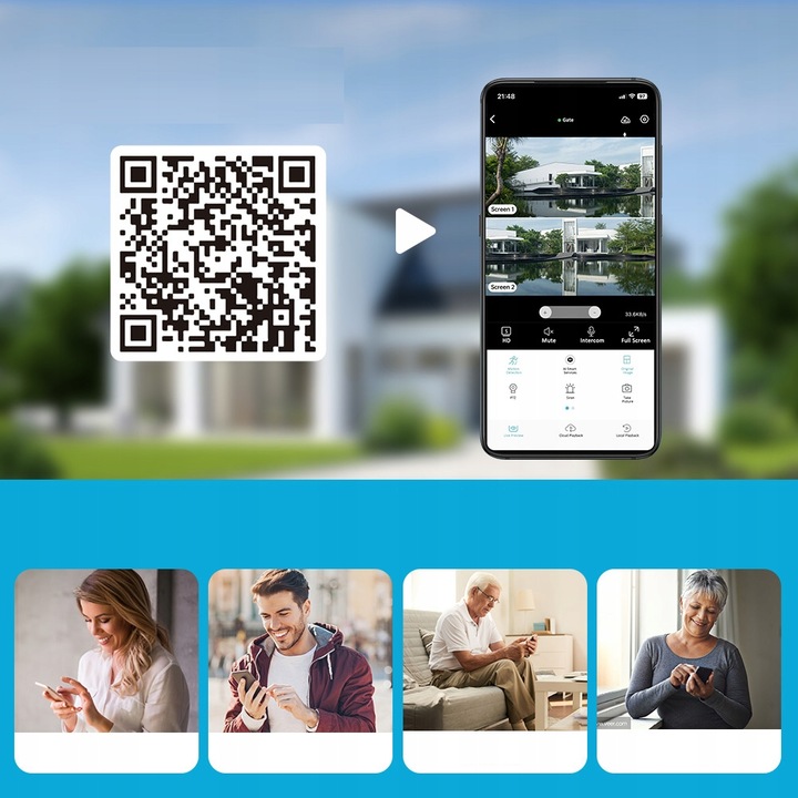 PODWÓJNA KAMERA 2X5MP ZOOM ZEWNĘTRZNA OBROTOWA IP WIFI ALARM DETEKCJA FHD