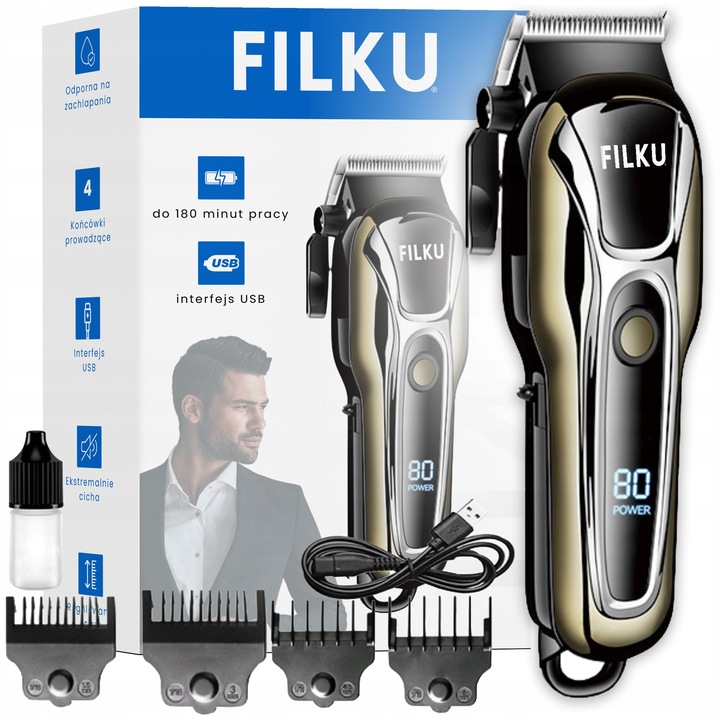 PROFESJONALNA BEZPRZEWODOWA MASZYNKA DO STRZYŻENIA WŁOSÓW BRODY FILKU