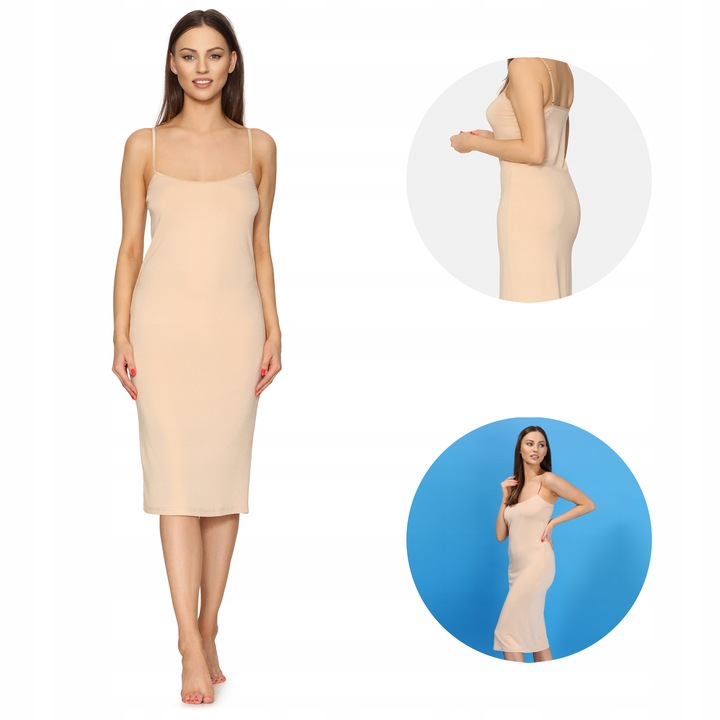 Halka pod sukienkę długa koszula nocna sukienka MS10-402 Beżowy XL