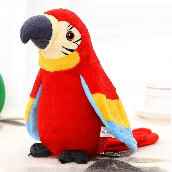 Interaktywna Gadająca Papuga Tańczy Powtarza Zdania Przedrzeźniacz +Baterie