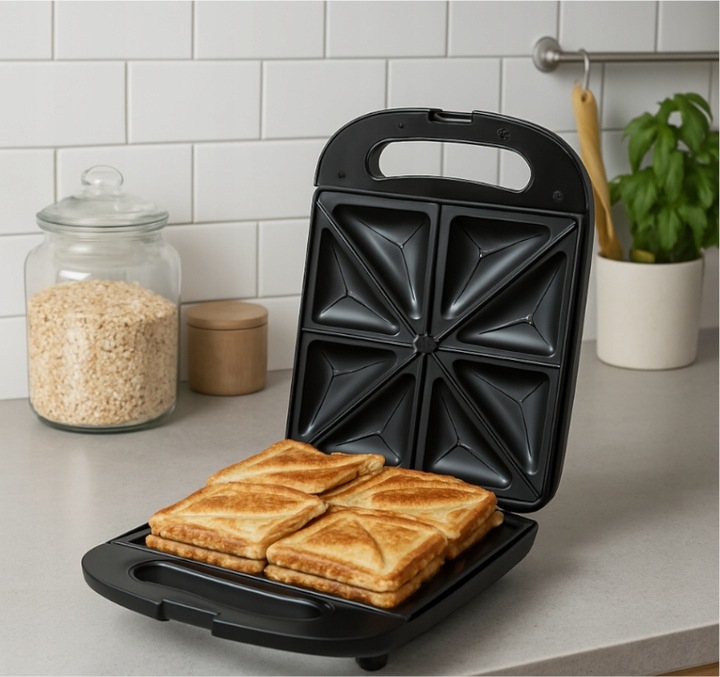 Czarny Toster Opiekacz Do Kanapek XXL 4 Kanapki 1400W Tosty Sandwich