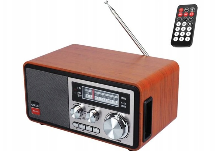 Radio Retro sieciowo-bateryjne FM PRZENOŚNE pilot Bluetooth 1200mAh