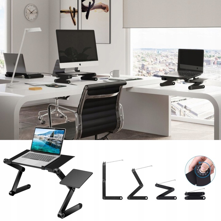 Stolik do laptopa REUGULOWANY GAMINGOWY Z WENTYLATOREM podstawka pod łóżka