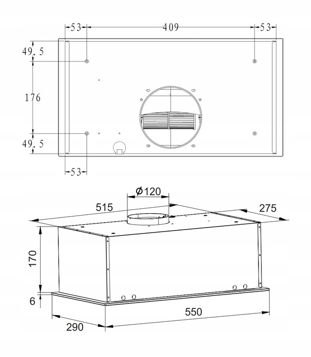 Okap Amica OMP 6253WG 389 m3/h LED