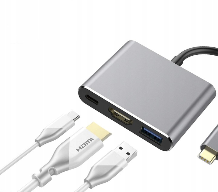 4Apple Przejściówka Adapter 3w1 HUB USB-C HDMI 4K ver2020