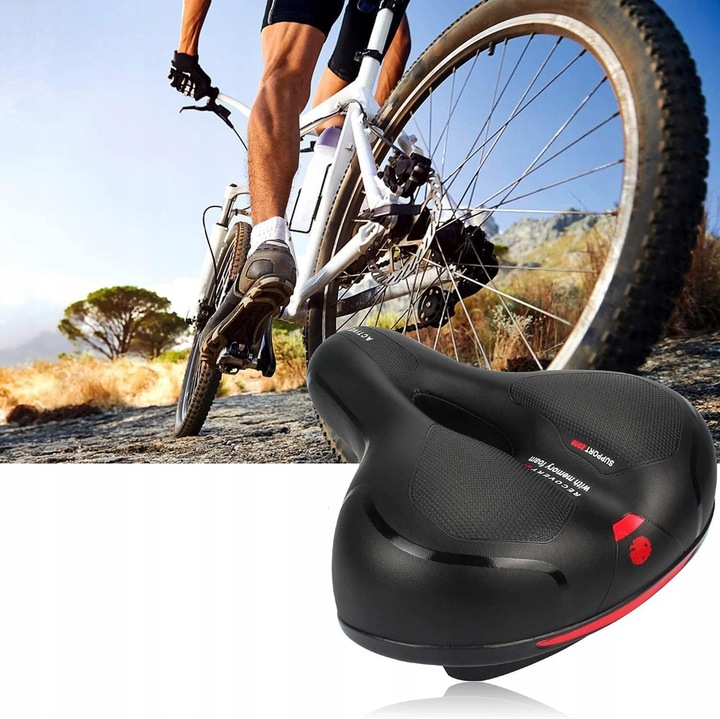 SIODEŁKO ROWEROWE ŻELOWE SZEROKIE MIĘKKIE WYGODNE Z LAMPKĄ ROWEROWĄ ROWER