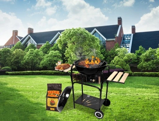 Grill WĘGLOWY na brykiet Ogrodowy zamykany POKRYWA POPIELNIK Gruba