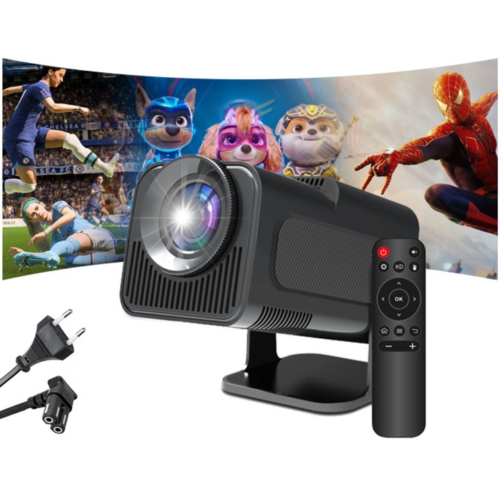 PROJEKTOR RZUTNIK ANDROID TV WIFI FULL HD PRZENOŚNY SMART GŁOŚNIK OBROTOWY