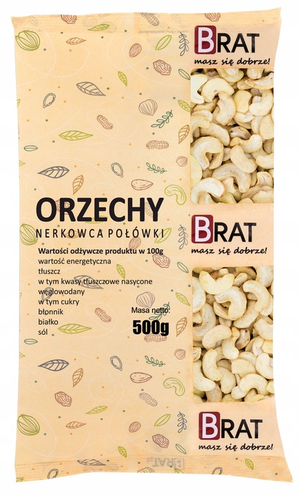 ORZECHY NERKOWCA 500g Połówki nerkowce naturalne