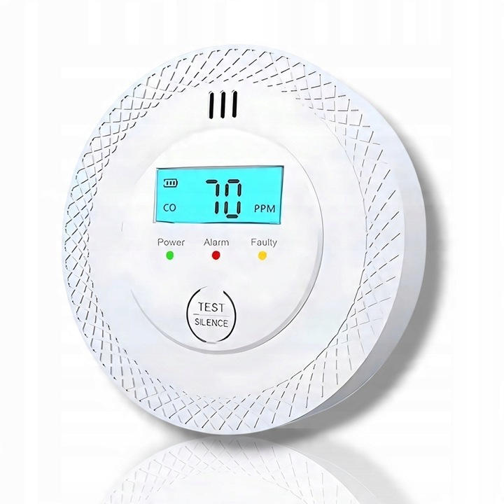 CZUJNIK CZADU GAZU TLENKU WĘGLA CO DETEKTOR LCD ALARM DŹWIĘKOWY I