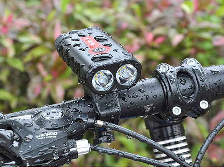 LAMPKA ROWEROWA LED PRZÓD 1800 LUMENÓW MOCNA + TYŁ OŚWIETLENIE ROWEROWE